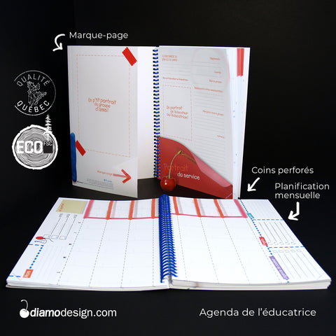  Intérieur l'agenda de planification Diamodesign pour de l'éducatrice, RSG, assistante-maternelle. Un produit signé Diamodesign.com